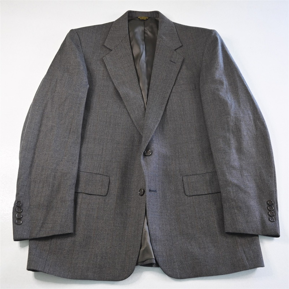 Vtg USA Made 44L Brown Birdseye‎ 100% Wool Tweed Blazer Jacket Sport Coat
